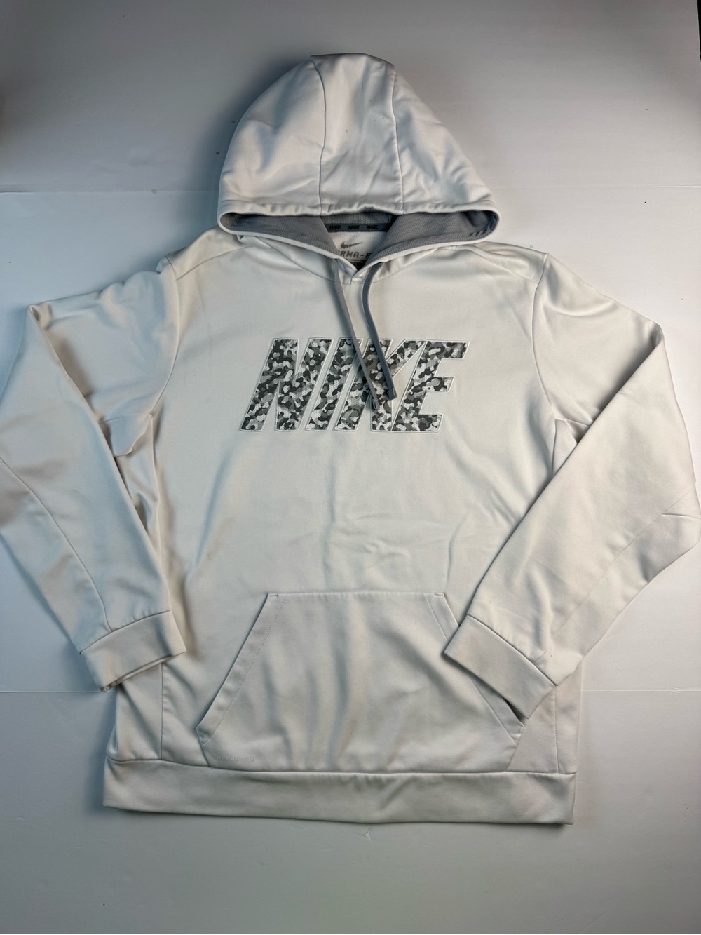 Nike Therma-FIT Cream White Hoodie with Gray Camo Logo